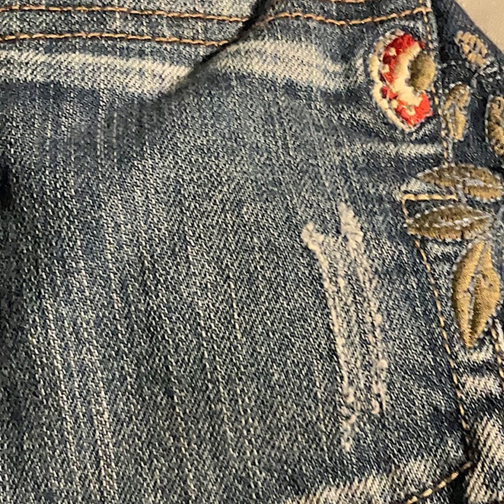 Venezia Distressed Embroidered Cotton Blend Blue Jeans Size 18 - Picture 9 of 10